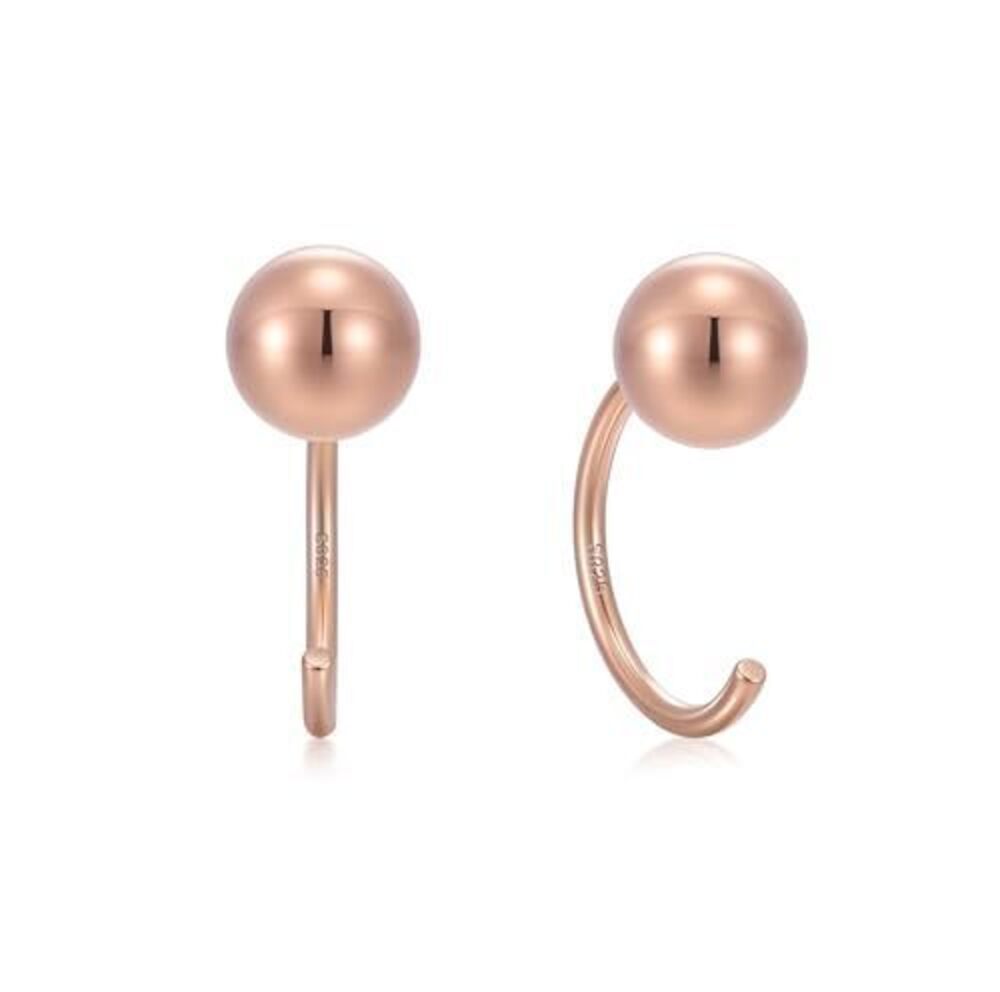 2192 Backless Earrings 18K Rose Gold Plated 925 Sterling Silver Half Huggie